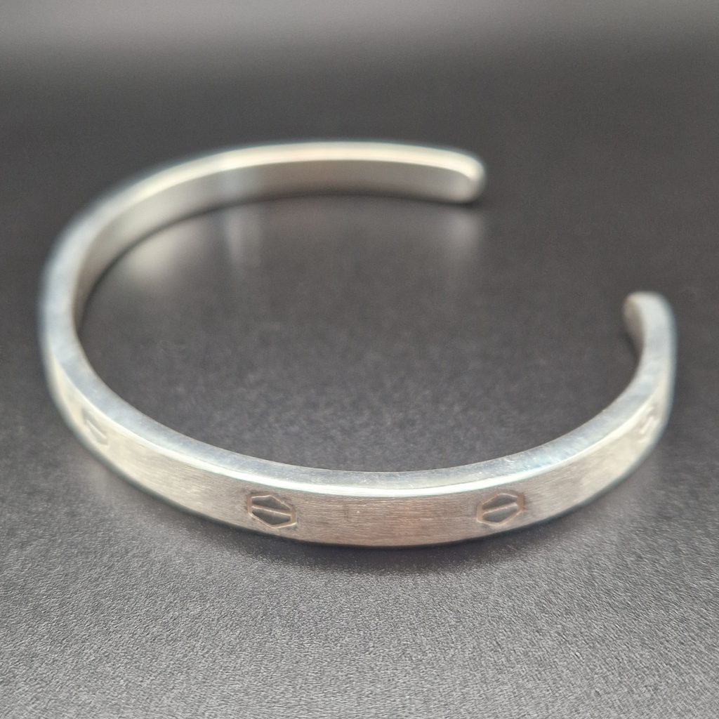 Sestara fair trade brushed silver cuff bracelet limited edition