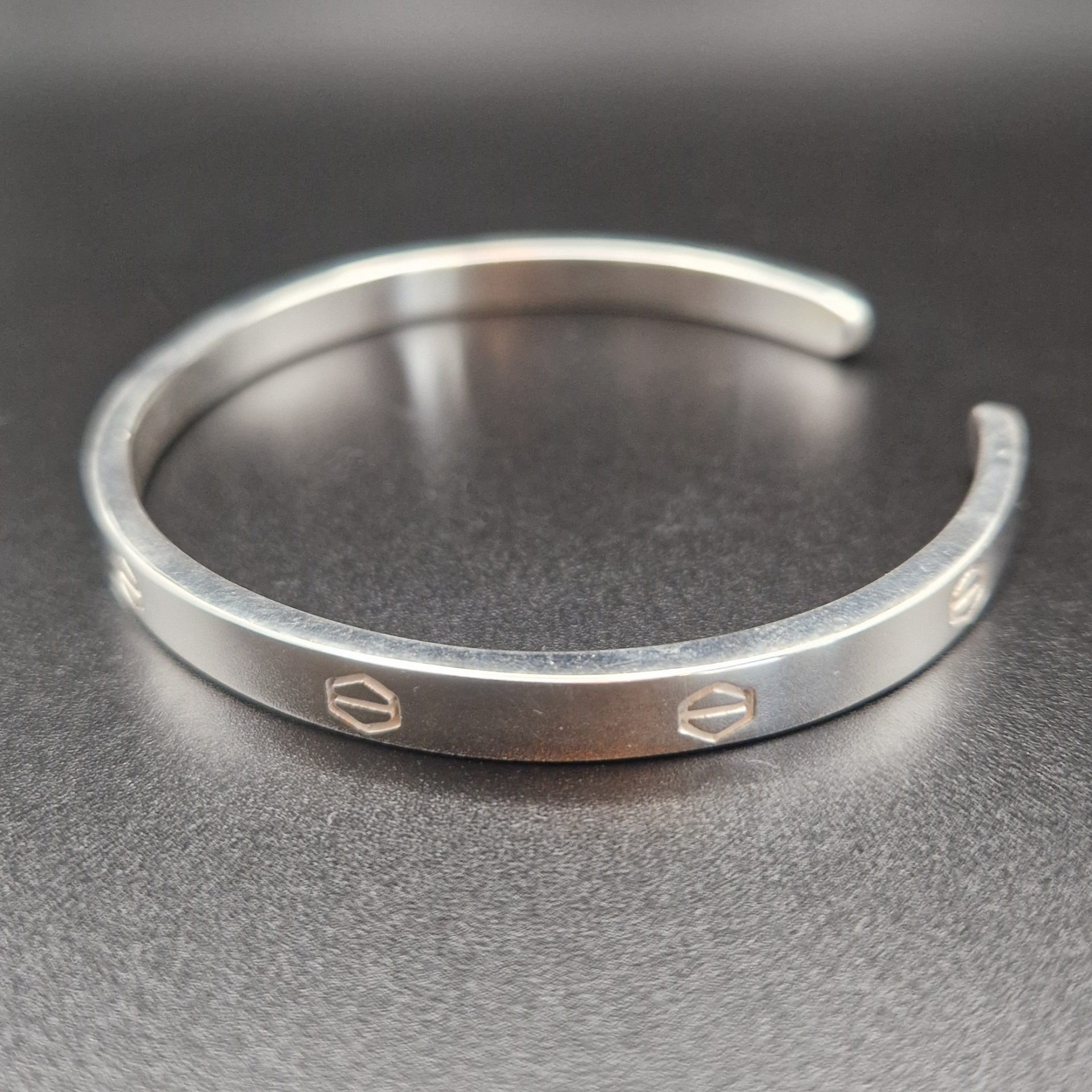Senary polished silver cuff bracelet fair trade & limited edition