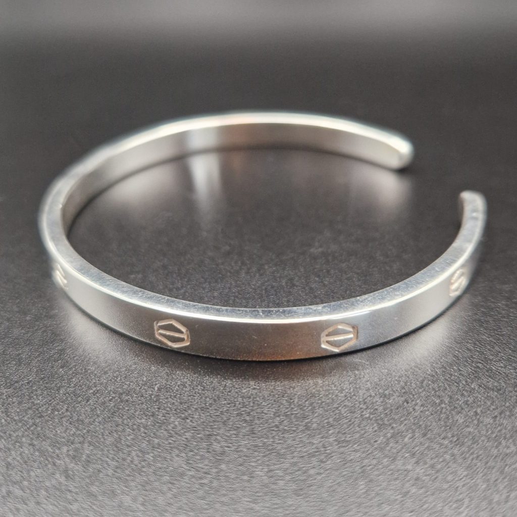 Senary polished silver cuff bracelet fair trade & limited edition