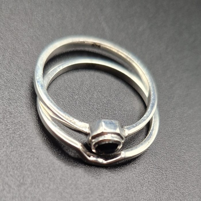 Kairo - Stackable Onyx Fair Trade Silver Bond Rings