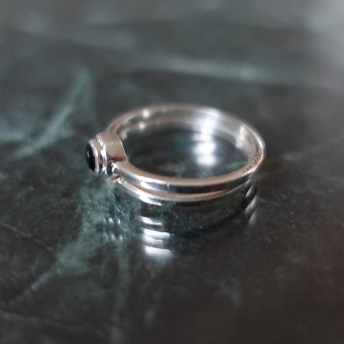 Kairo - Stackable Onyx Fair Trade Silver Bond Rings