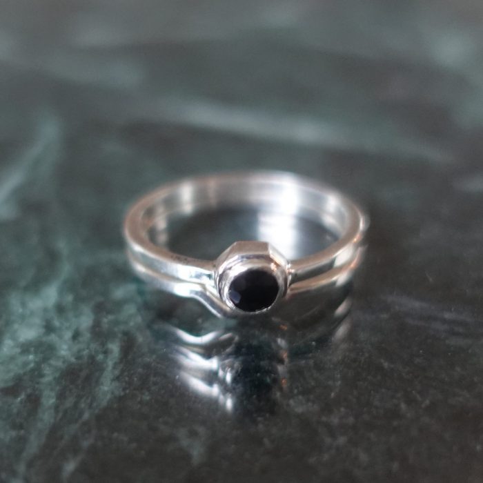 Kairo - Stackable Onyx Fair Trade Silver Bond Rings