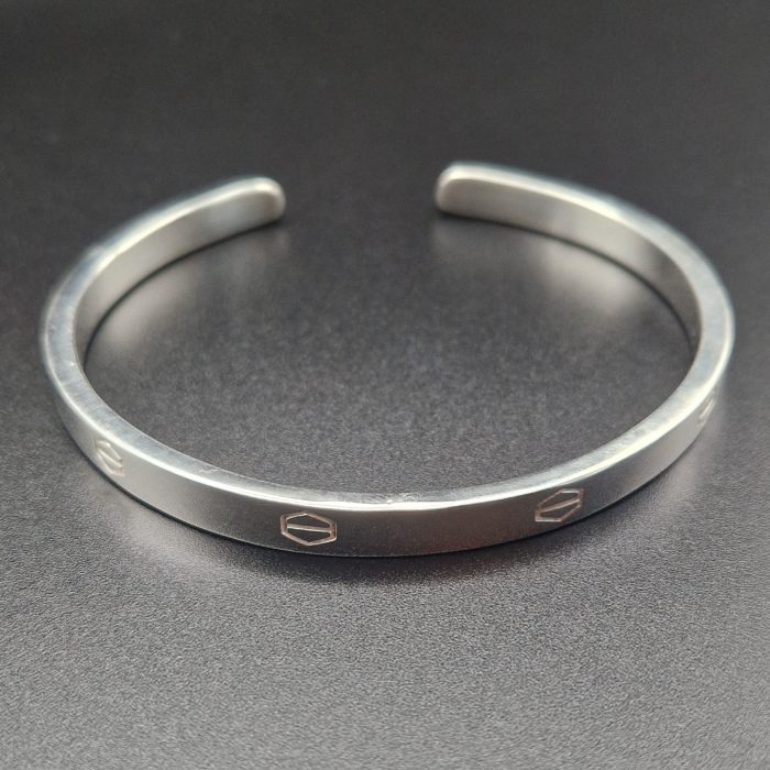 Senary fair trade polished silver cuff bracelet limited edition