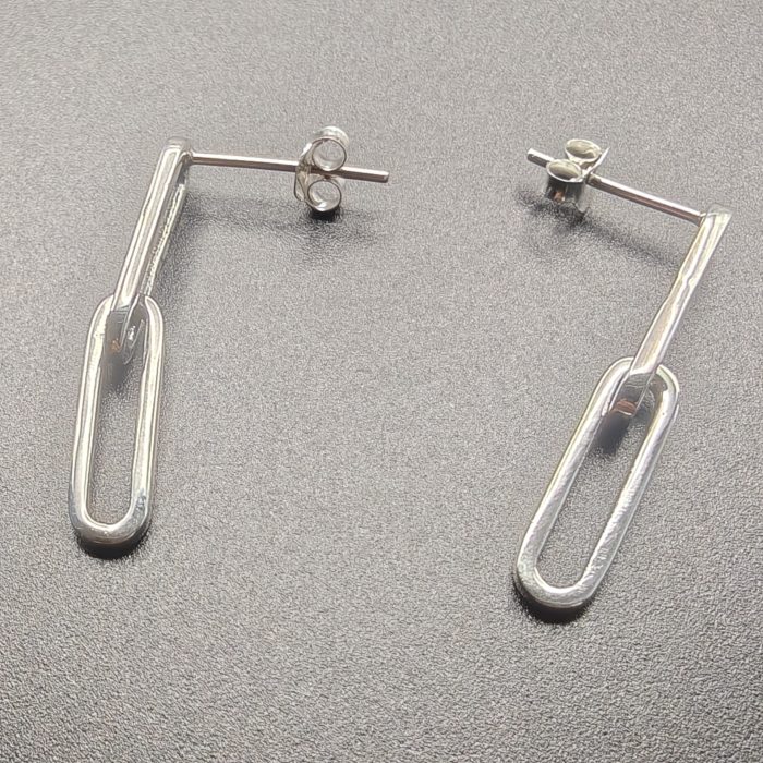 Lina – Delicate Fair Trade Silver Link Earrings - Image 5
