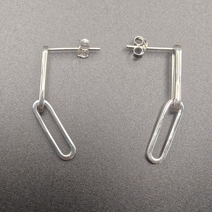 Lina – Delicate Fair Trade Silver Link Earrings - Image 2