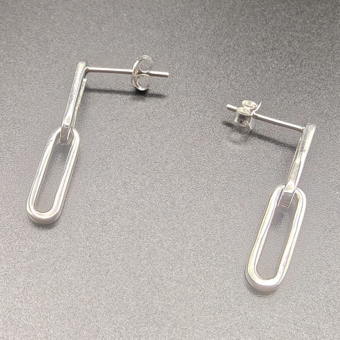 Lina – Delicate Fair Trade Silver Link Earrings - Image 4